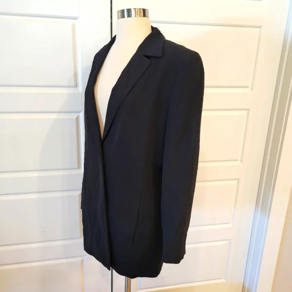 JOSEPHINE CHAUS VINTAGE BLACK LONG BLAZER ONE BUTTON SIZE 10 CIRCA 80'S - Picture 5 of 13